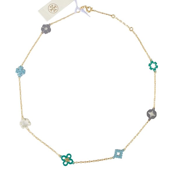 NWT Kira Clover Necklace in 18k gp Gold and Enamel Clover & Fleurs Rtl $148 - Picture 1 of 6